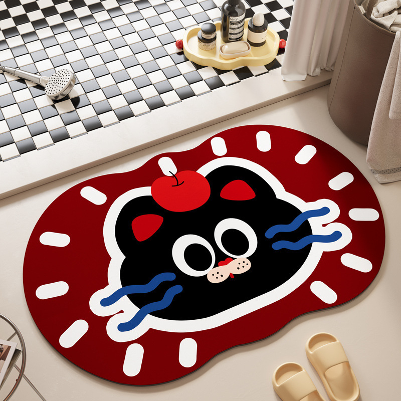 Подложка за вход и баня с принт на забавни животни, полиестерно влакно, пране, абсорбираща, стил 31755