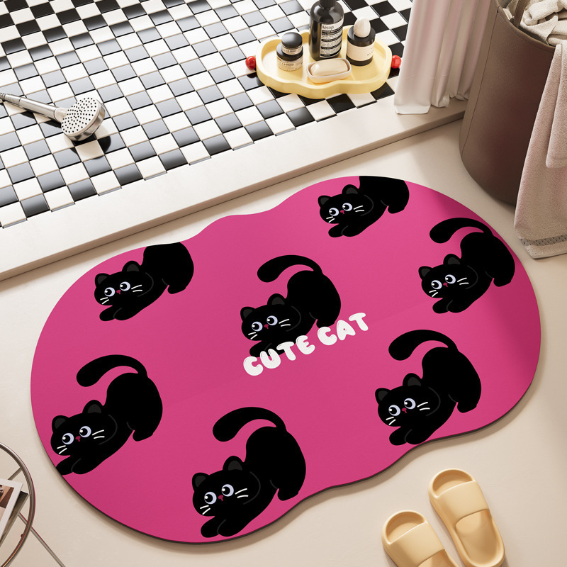 Подложка за вход и баня с принт на забавни животни, полиестерно влакно, пране, абсорбираща, стил 31755