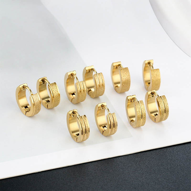 Unisex naušnice od nehrđajućeg čelika, titan-stil, premaz u 18K zlatnoj nijansi