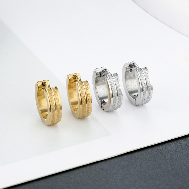 Unisex naušnice od nehrđajućeg čelika, titan-stil, premaz u 18K zlatnoj nijansi