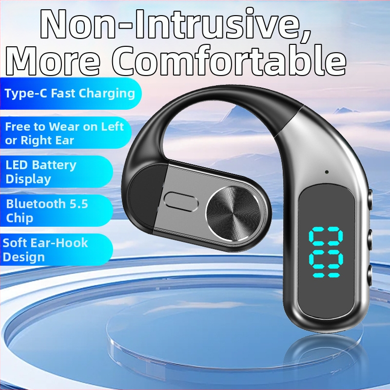 Bluetooth slúchadlo s vedením vzduchom – na jedno ucho, upevnené na ucho, Bluetooth 5.5, dosah 10 m, výdrž batérie >8 h