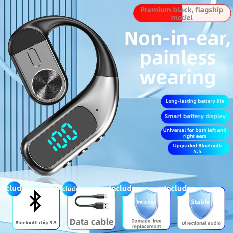 Bluetooth slúchadlo s vedením vzduchom – na jedno ucho, upevnené na ucho, Bluetooth 5.5, dosah 10 m, výdrž batérie >8 h