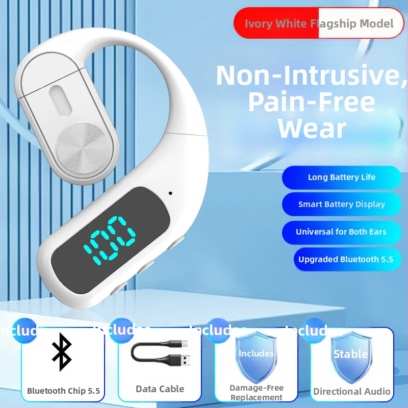 Bluetooth slúchadlo s vedením vzduchom – na jedno ucho, upevnené na ucho, Bluetooth 5.5, dosah 10 m, výdrž batérie >8 h