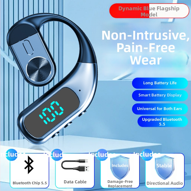 Bluetooth slúchadlo s vedením vzduchom – na jedno ucho, upevnené na ucho, Bluetooth 5.5, dosah 10 m, výdrž batérie >8 h
