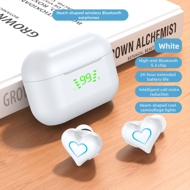 Heartbuds bezdrôtové slúchadlá v lantern štýle – Bluetooth 5.0, dosah 12 m, výdrž batérie 4–8 h, vodotesné na bežné použitie, viacbodové pripojenie