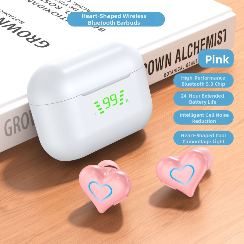 Heartbuds bezdrôtové slúchadlá v lantern štýle – Bluetooth 5.0, dosah 12 m, výdrž batérie 4–8 h, vodotesné na bežné použitie, viacbodové pripojenie