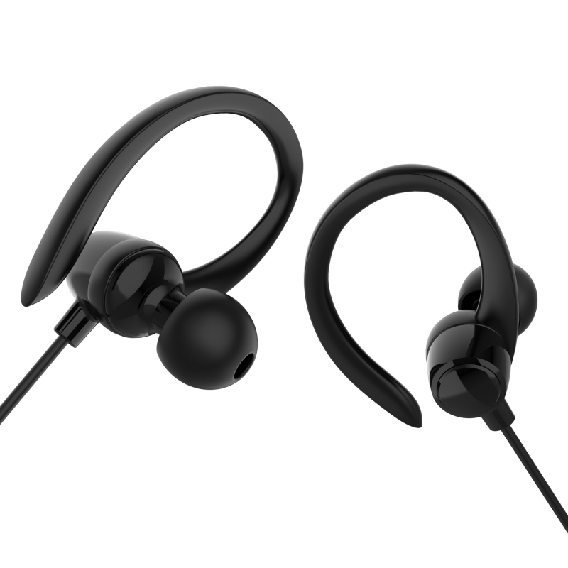 Спортни жични ушни слушалки S-07, 3,5 мм щепсел, честотен диапазон 20–2000 Hz, импеданс 32 Ω, вграден микрофон