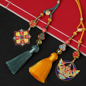 Μεταλλικό διακοσμητικό εσωτερικού αυτοκινήτου με υφαντό φουντάκι, στυλ κινεζικής παράδοσης, δυνατότητα προσαρμογής