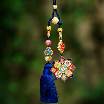 Μεταλλικό διακοσμητικό εσωτερικού αυτοκινήτου με υφαντό φουντάκι, στυλ κινεζικής παράδοσης, δυνατότητα προσαρμογής