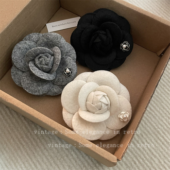 Broš Camellia — miješani materijali, elektroplatiranje, francuski retro stil, podrijetlo Yiwu, jesen 2024, dekorativno, poklon