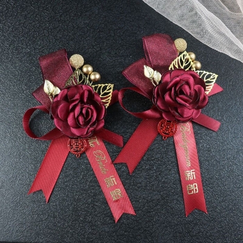 Kínai stílusú esküvői gomblyukdísz, testreszabható, logónyomás nélkül, esküvői kiegészítő