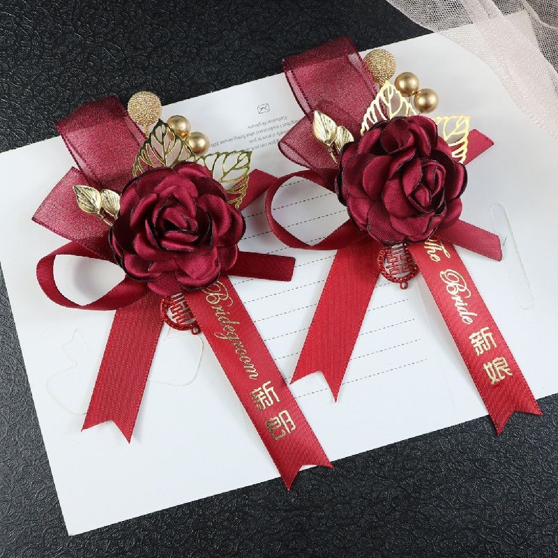 Kínai stílusú esküvői gomblyukdísz, testreszabható, logónyomás nélkül, esküvői kiegészítő