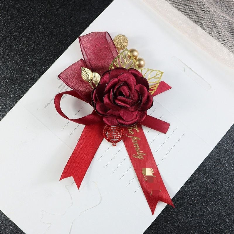 Kínai stílusú esküvői gomblyukdísz, testreszabható, logónyomás nélkül, esküvői kiegészítő