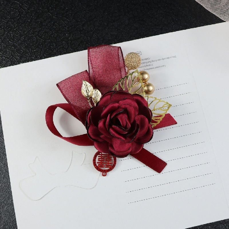 Kínai stílusú esküvői gomblyukdísz, testreszabható, logónyomás nélkül, esküvői kiegészítő