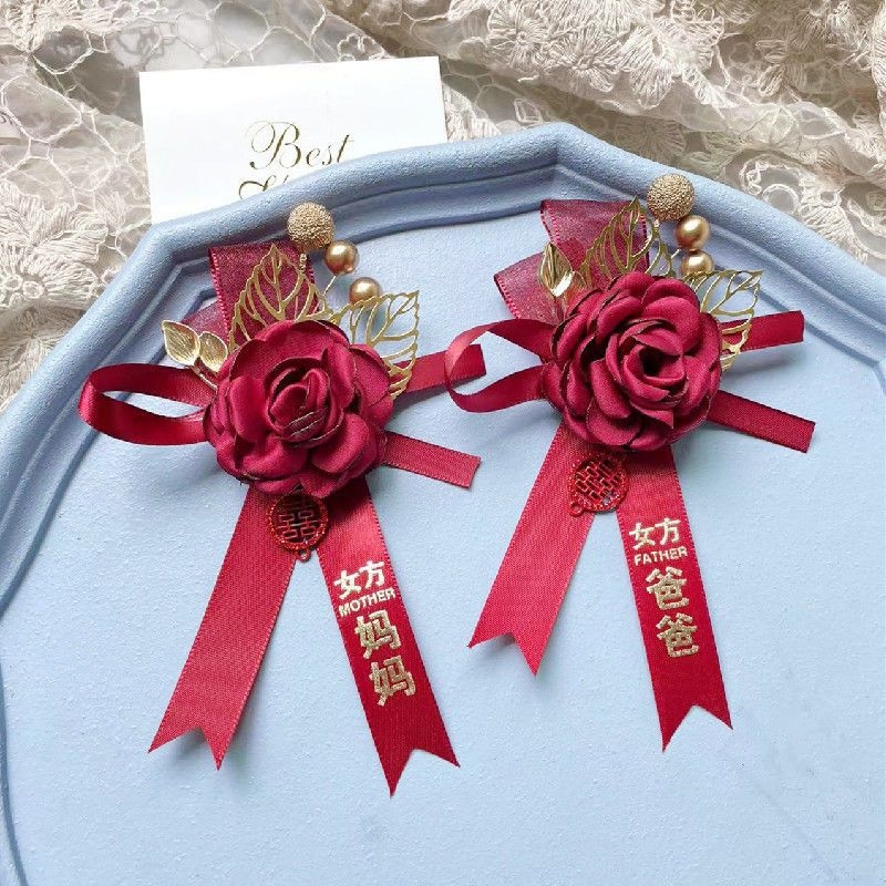 Kínai stílusú esküvői gomblyukdísz, testreszabható, logónyomás nélkül, esküvői kiegészítő