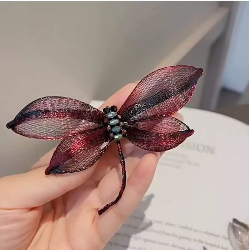 Szitakötő brooch gradient befejezéssel, szövet, rovar-stílus, kézzel készített, egyedi csomagolás, 2025 tavasza