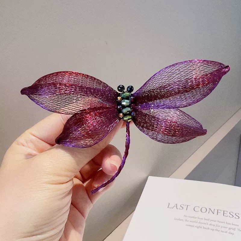 Szitakötő brooch gradient befejezéssel, szövet, rovar-stílus, kézzel készített, egyedi csomagolás, 2025 tavasza