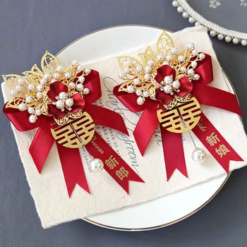 Esküvői corsage - selyem virág, kézzel készített, kínai stílus, esküvőkre