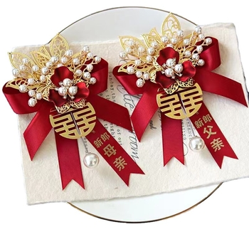 Esküvői corsage - selyem virág, kézzel készített, kínai stílus, esküvőkre