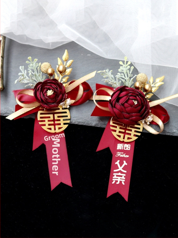 Visas vestuvinių corsage komplektas vestuvinei komandai, riešo corsage kinų stiliuje, paruoštas dovanai