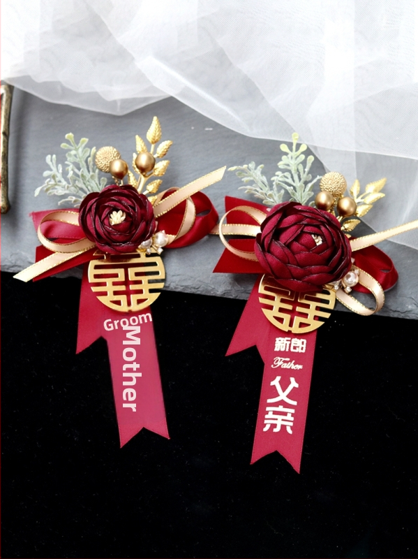 Pilns kāzu corsage komplekts kāzu pavēlniekiem, corsage uz rokām ķīniešu stilā, gatavs dāvanai