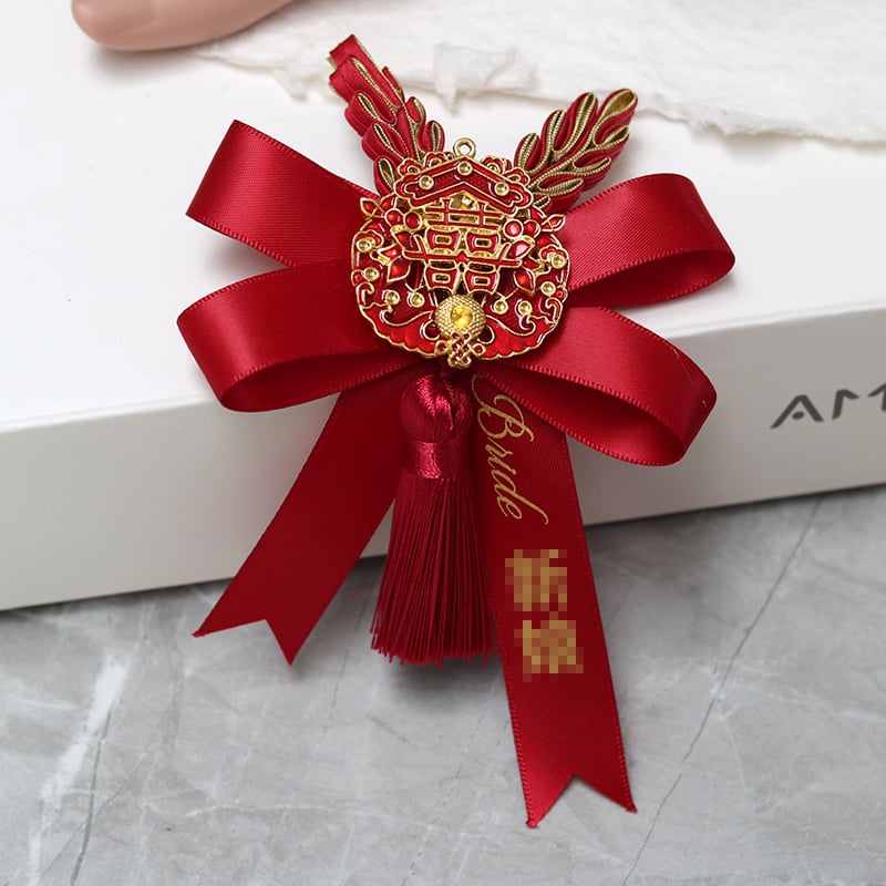 Teljes esküvői corsage készlet a násznép számára, csuklóra való corsage kínai stílusban, ajándékba kész