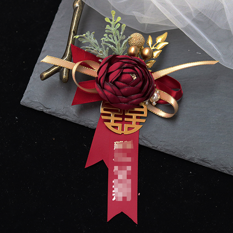 Teljes esküvői corsage készlet a násznép számára, csuklóra való corsage kínai stílusban, ajándékba kész