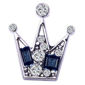 Kaela pin – kroonjas kujundus, vanakujuline sulam, elektroplating, sissepandud kunstkividega