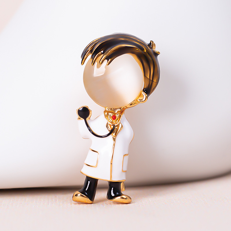 Isia Medicinski broš – Kameno mačje oko, Premaz kap ulja, Legura, Crtani stil, Unisex, Za medicinske sestre i doktore, Jesen 2024