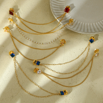 Κολάρο pin από ανοξείδωτο ατσάλι με τετράγωνο ζιρκόν, γεωμετρικός σχεδιασμός, μόδα unisex, ηλεκτροπλατινωμένη επίστρωση