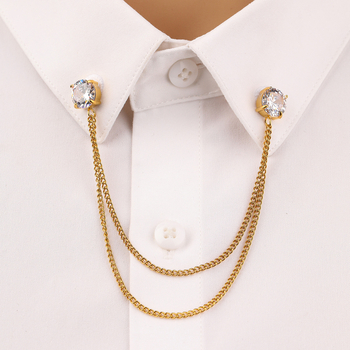 Κολάρο pin από ανοξείδωτο ατσάλι με τετράγωνο ζιρκόν, γεωμετρικός σχεδιασμός, μόδα unisex, ηλεκτροπλατινωμένη επίστρωση