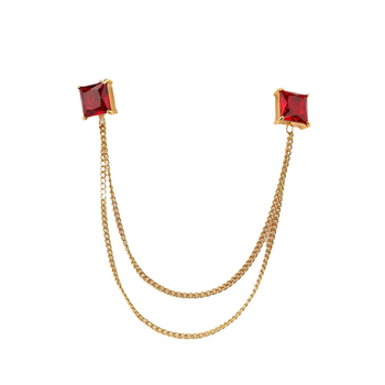 Κολάρο pin από ανοξείδωτο ατσάλι με τετράγωνο ζιρκόν, γεωμετρικός σχεδιασμός, μόδα unisex, ηλεκτροπλατινωμένη επίστρωση