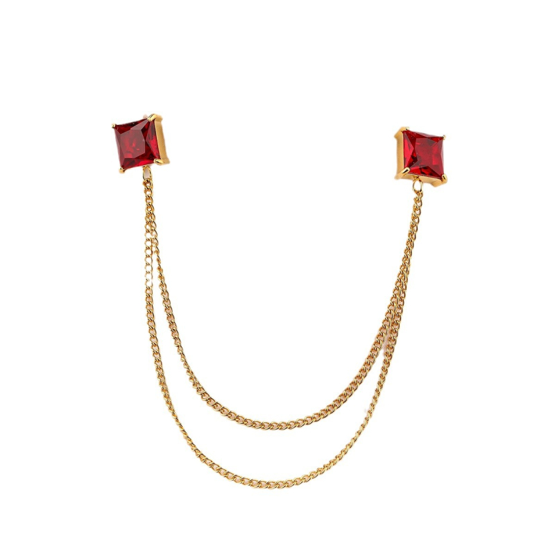 Κολάρο pin από ανοξείδωτο ατσάλι με τετράγωνο ζιρκόν, γεωμετρικός σχεδιασμός, μόδα unisex, ηλεκτροπλατινωμένη επίστρωση