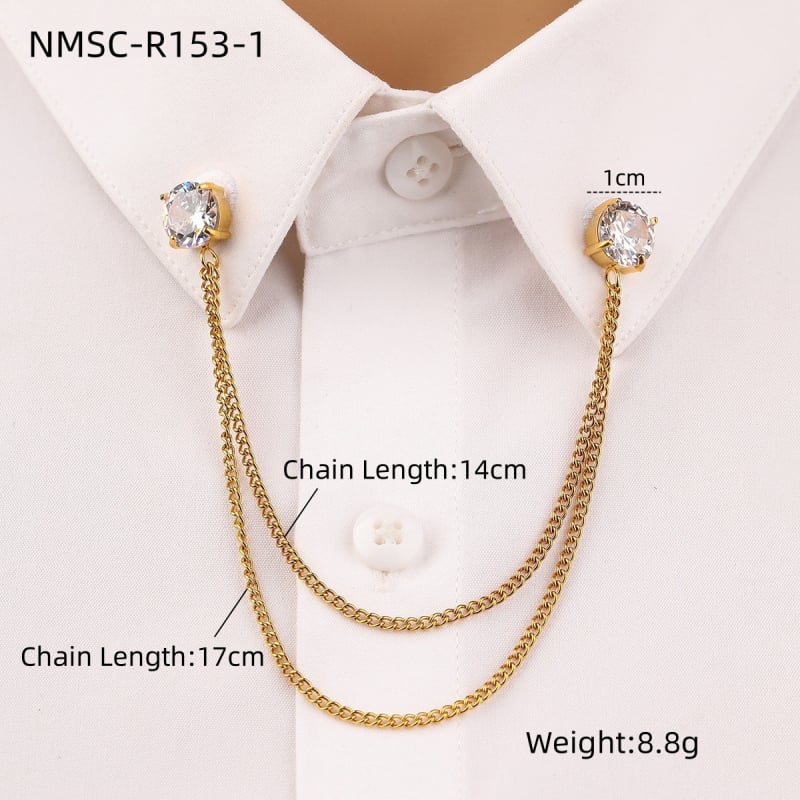 Κολάρο pin από ανοξείδωτο ατσάλι με τετράγωνο ζιρκόν, γεωμετρικός σχεδιασμός, μόδα unisex, ηλεκτροπλατινωμένη επίστρωση