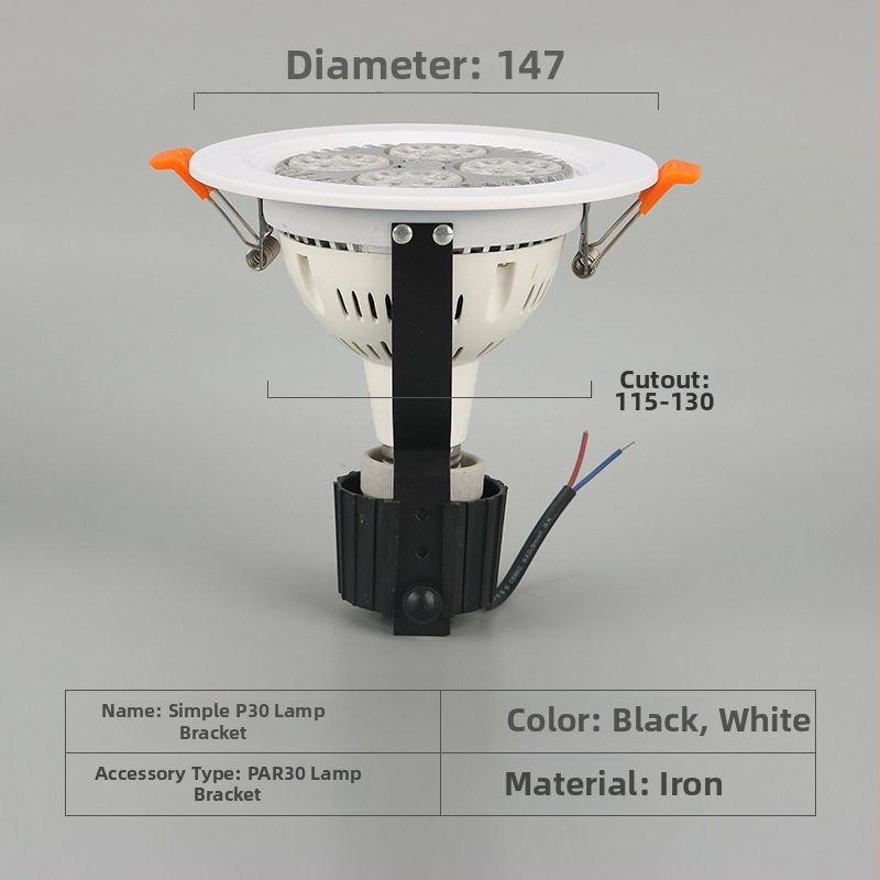 PAR30 stojan na lampu so zabudovaným krytom, kovové telo, model Simple P30, značka Grishing, vhodný pre kancelárie, obchodné centrá, domovy a obývačky