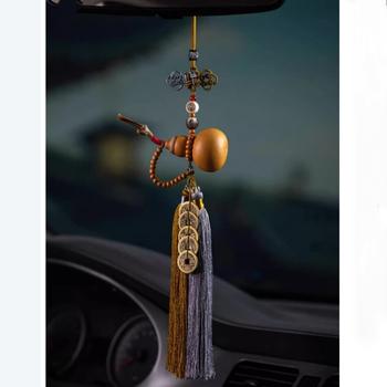 Αυτοκινητικό κρεμαστό διακόσμηση από κολοκύθα με νομίσματα των Πέντε Αυτοκρατόρων, σανδαλόξυλο και κινέζικο κόμπο για εσωτερική διακόσμηση