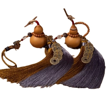 Αυτοκινητικό κρεμαστό διακόσμηση από κολοκύθα με νομίσματα των Πέντε Αυτοκρατόρων, σανδαλόξυλο και κινέζικο κόμπο για εσωτερική διακόσμηση