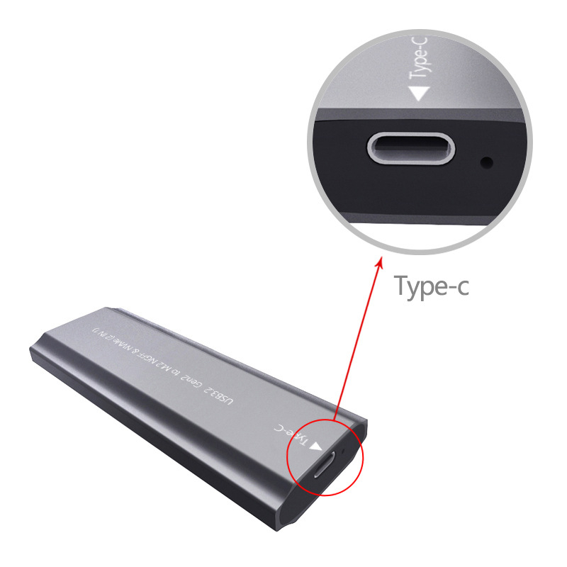 M.2 SSD външна кутия за диск с USB 3.1 Type-C – алуминиева сплав, NGFF/MVMe двойен протокол, до 8TB, модел TNP07