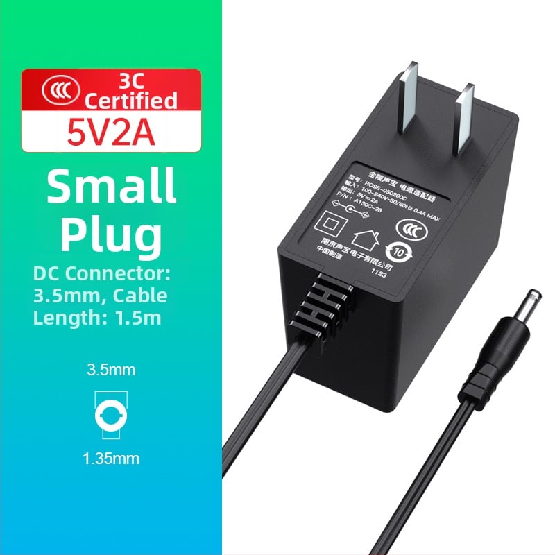 Toiteadapter ROSE-050200C, väljund 5V 2A, sisend 100-240V, 3C sertifikaat, OEM saadaval