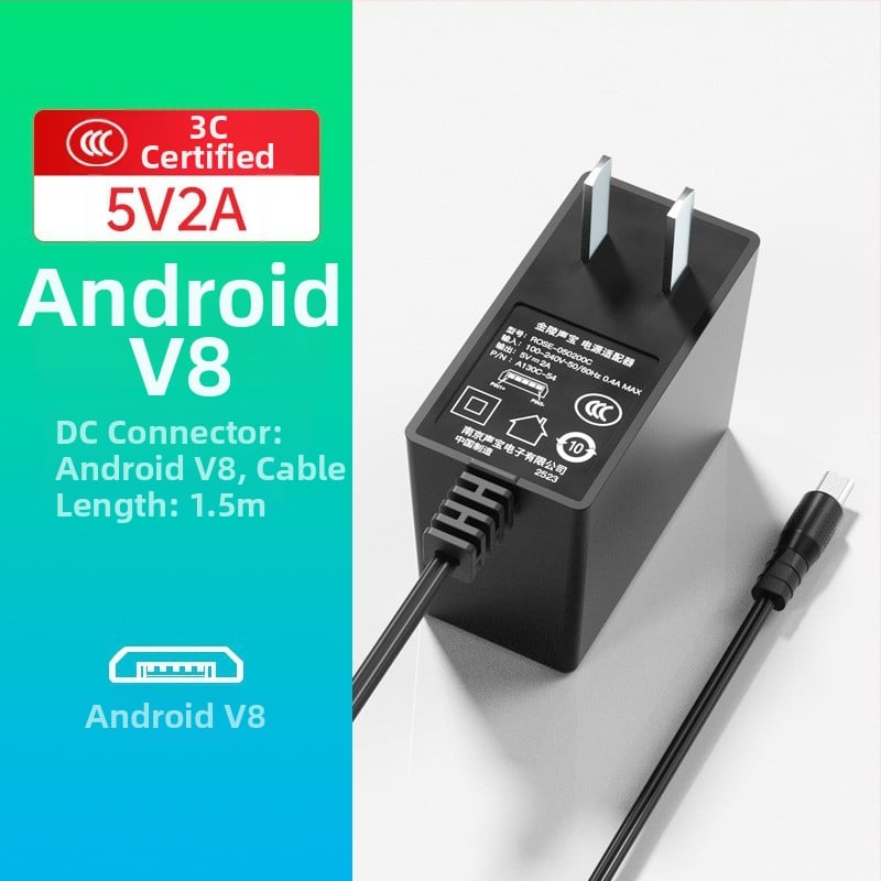 Toiteadapter ROSE-050200C, väljund 5V 2A, sisend 100-240V, 3C sertifikaat, OEM saadaval