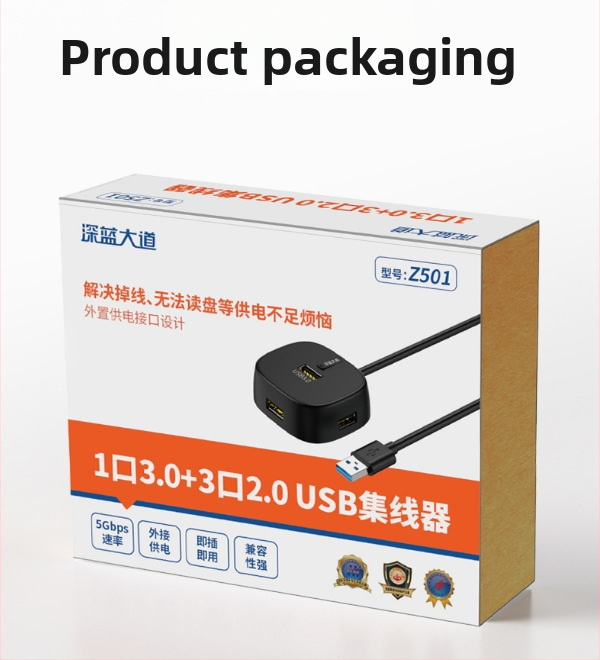 USB hub s 4 portovima, USB 2.0, model Z307, kabel 1,2 m