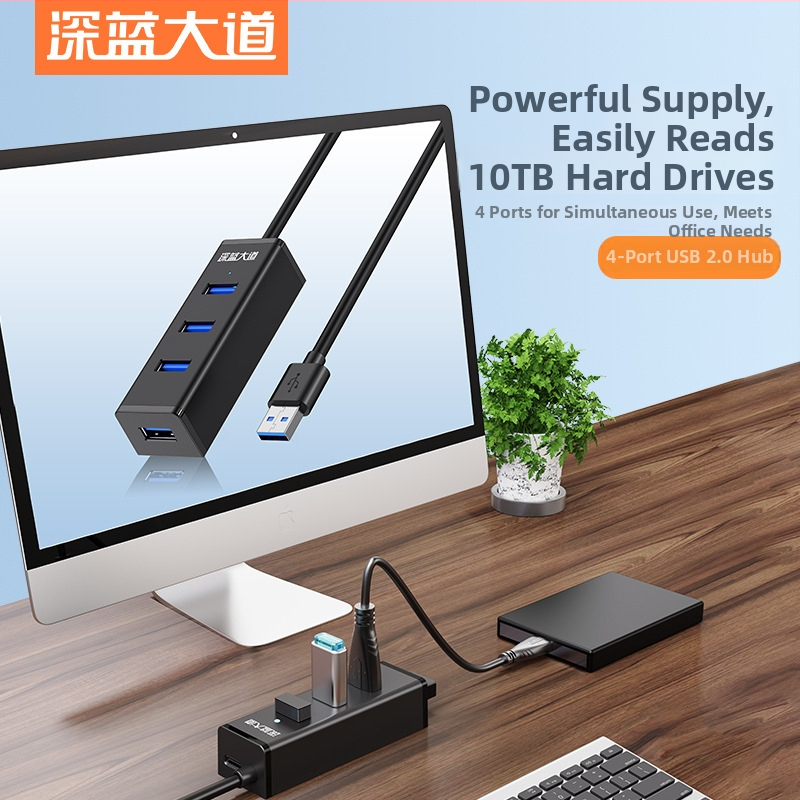 USB hub s 4 portovima, USB 2.0, model Z307, kabel 1,2 m