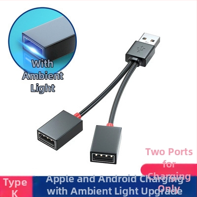 Automobilový USB 2-portový delič, USB 2.0, kábel 10–12 cm, bez externého napájania