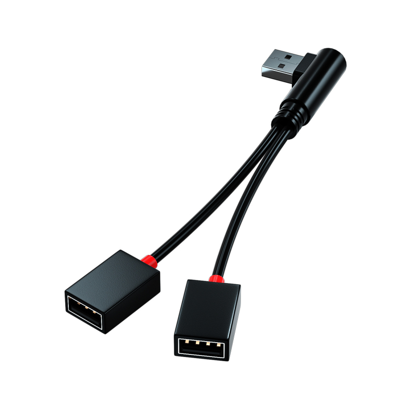 Αυτοκινητό USB διαχωριστής 2 θυρών, USB 2.0, καλώδιο 10–12 cm, τροφοδοσία μέσω γραμμής