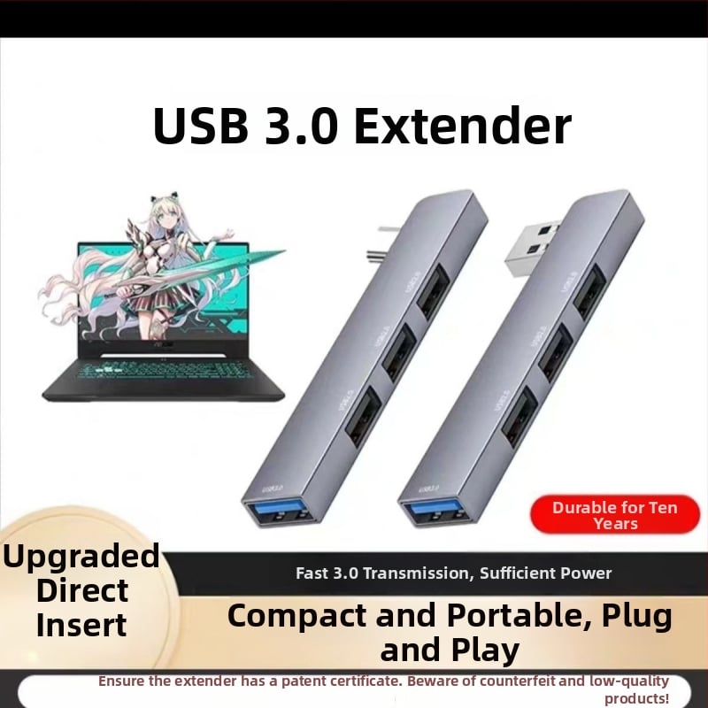 USB 3.0 viacportový expander pre notebook s Type-C rozšírujúcim dokom, 2-portový splitter, bez externého napájania