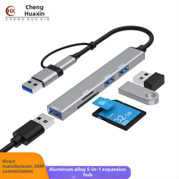 Hliníková zliatina päť v jednom USB-C docking station s čítačkou kariet DP-36-3 USB 2.0×2 / USB 3.0×1