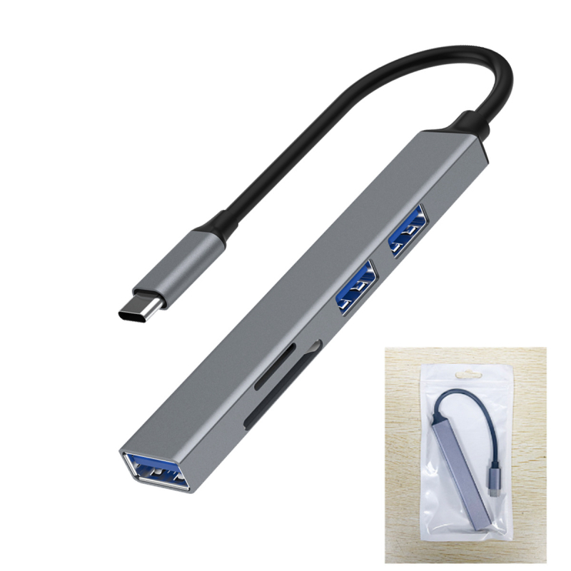 Αλουμινένιο κράμα πέντε σε ένα σταθμό σύνδεσης USB-C με αναγνώστη καρτών DP-36-3 USB 2.0×2 / USB 3.0×1