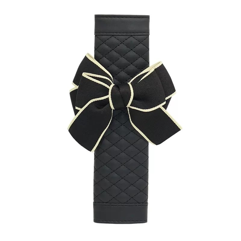 Κάλυμμα ζώνης ασφαλείας αυτοκινήτου με φιόγκο — δερμάτινο και ύφασμα διακοσμητικό μαξιλάρι εσωτερικού χώρου