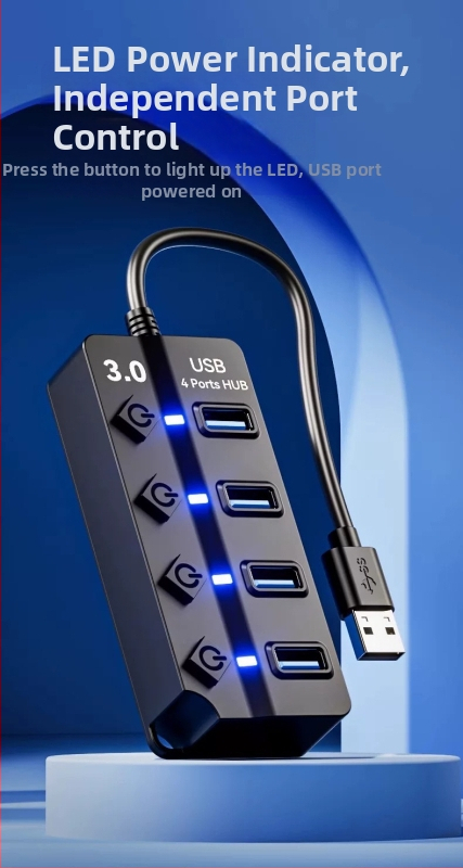 USB 3.0 hub JR07, 7 portov, 30 cm kábel, bez externého napájania, rýchlosť prenosu 5GB