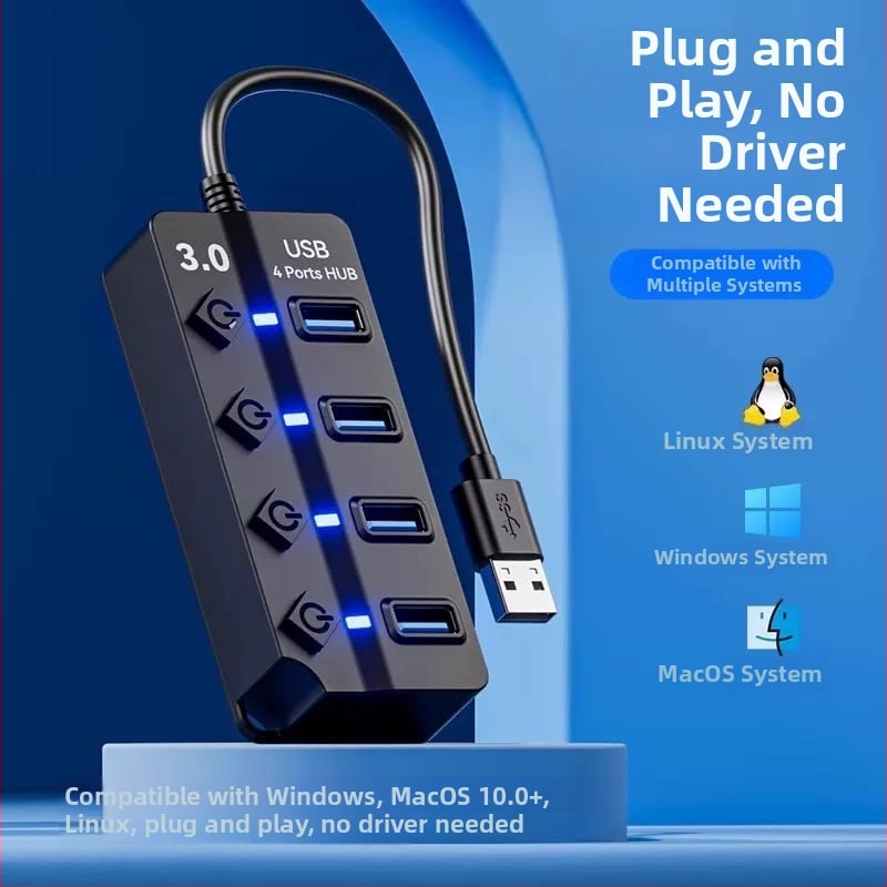 USB 3.0 hub JR07, 7 portov, 30 cm kábel, bez externého napájania, rýchlosť prenosu 5GB